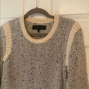 rag & bone Gray and Cream Crew Neck Sweater with Chunky Knit